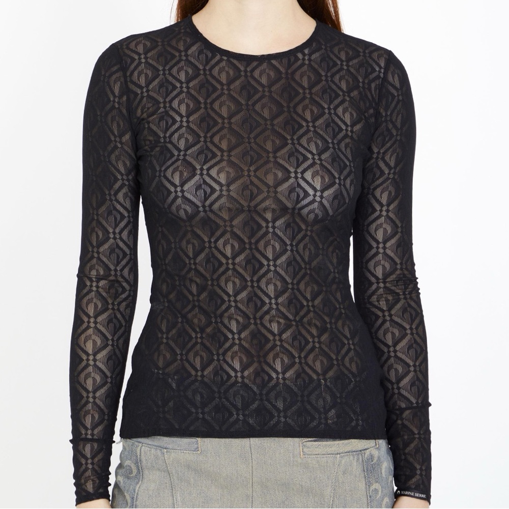 Marine Serre MOON DIAMANT MESH JACQUARD SECOND SKIN TOP